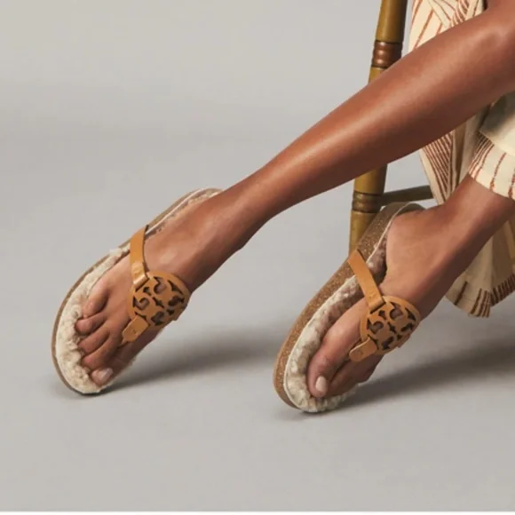 NWT! Tory Burch Miller Cloud Shearling Sandals w/box and dust bag - Picture 5 of 9
